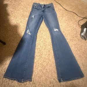 Articles Of Society Distressed Dark Blue Flare Jeans